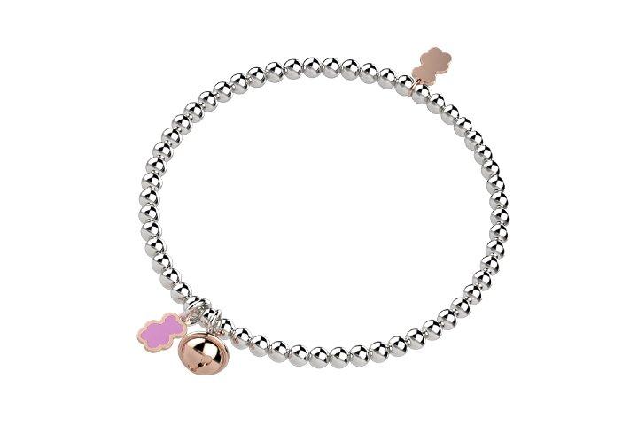 Bracciale con campanella e orso rosa NAN0245