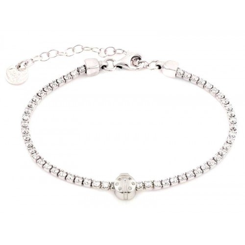 Bracciale tennis coccinella in argento 925 rodiato oro bianco jackco jcb1728