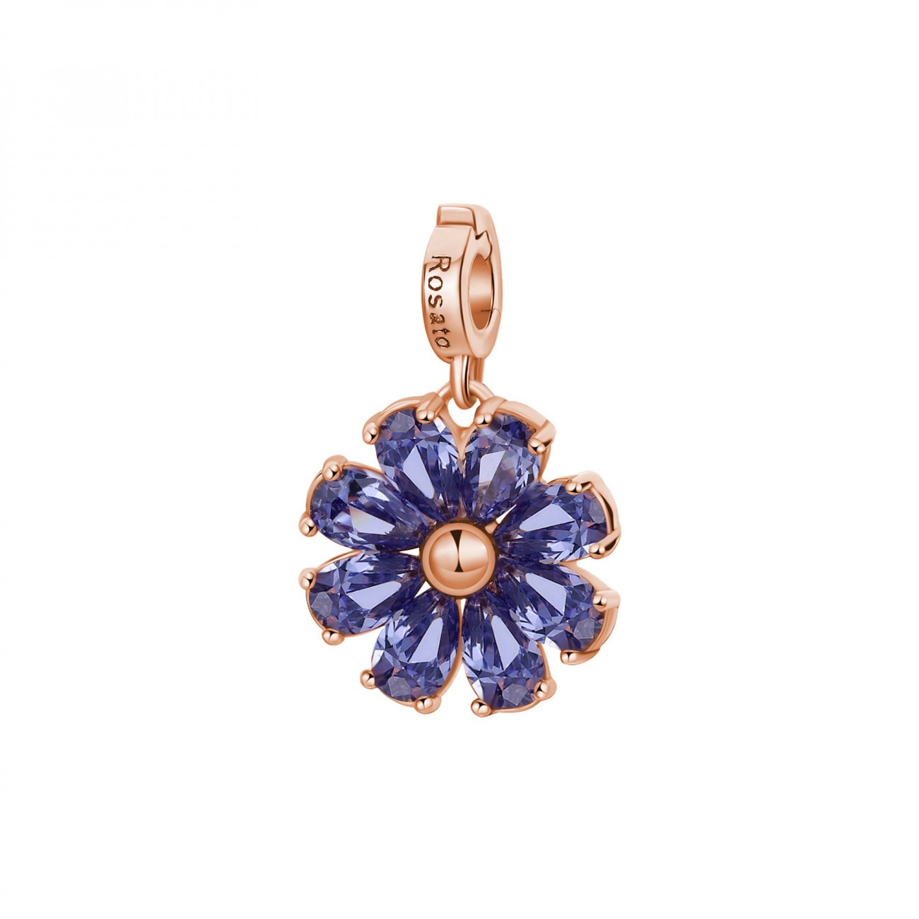 Charm fiore argento rosato RZLE068
