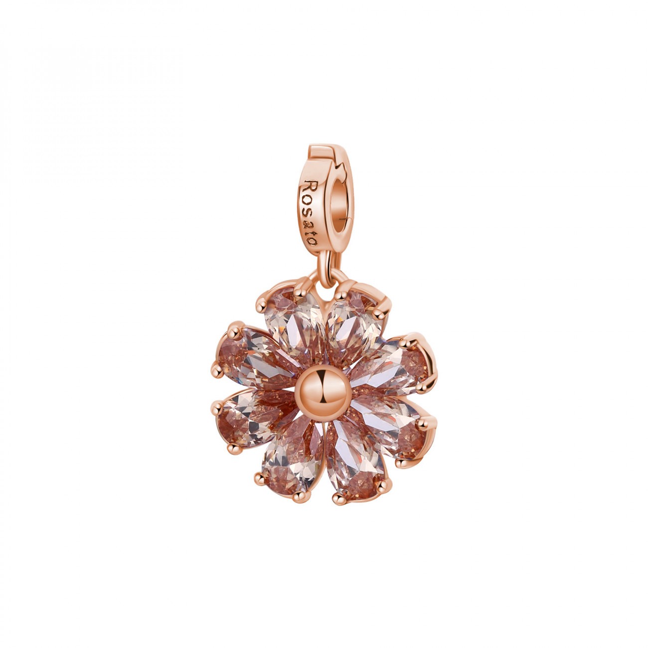 Charm fiore argento rosato RZLE069