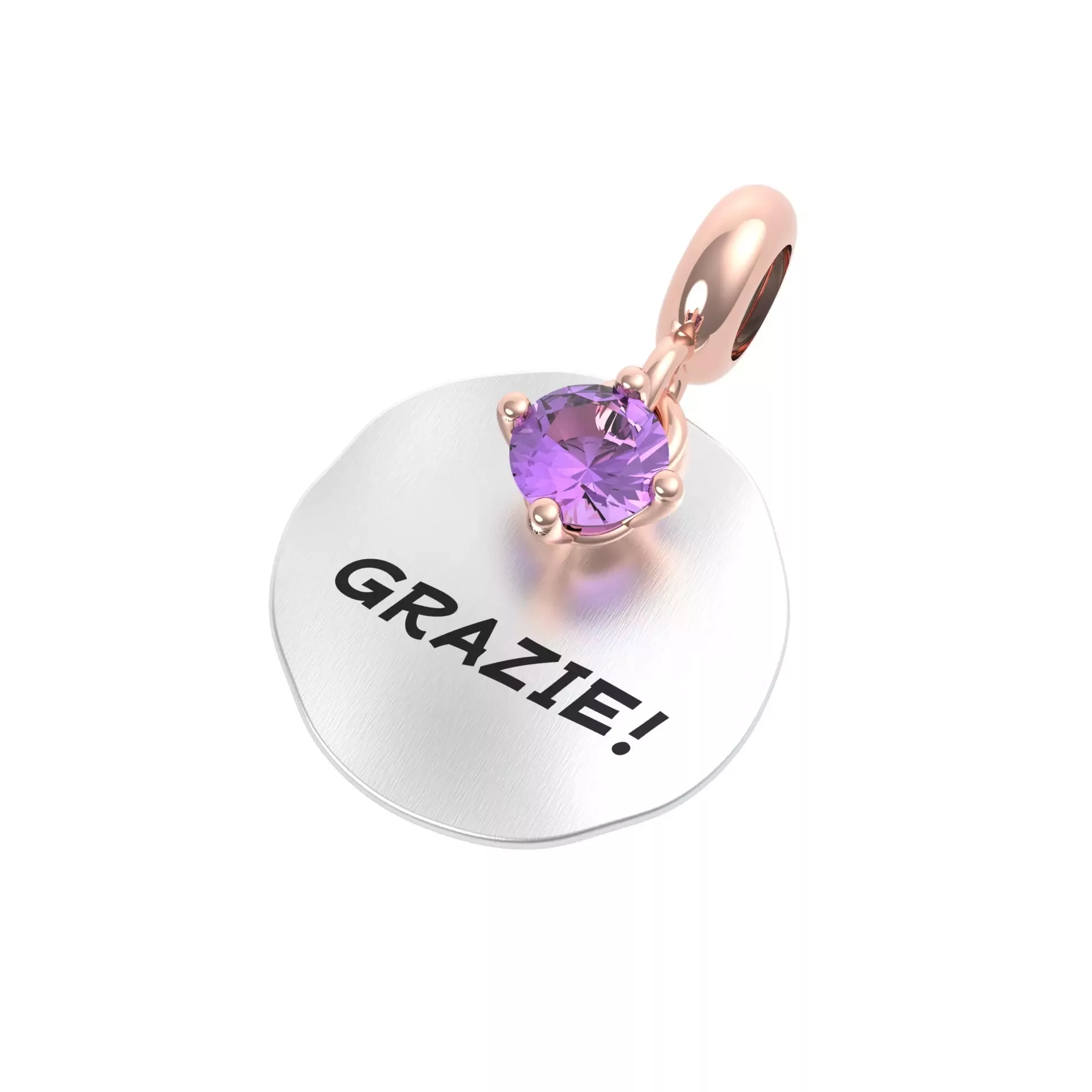 Ciondolo argento rerum ametista amicizia 25182 M