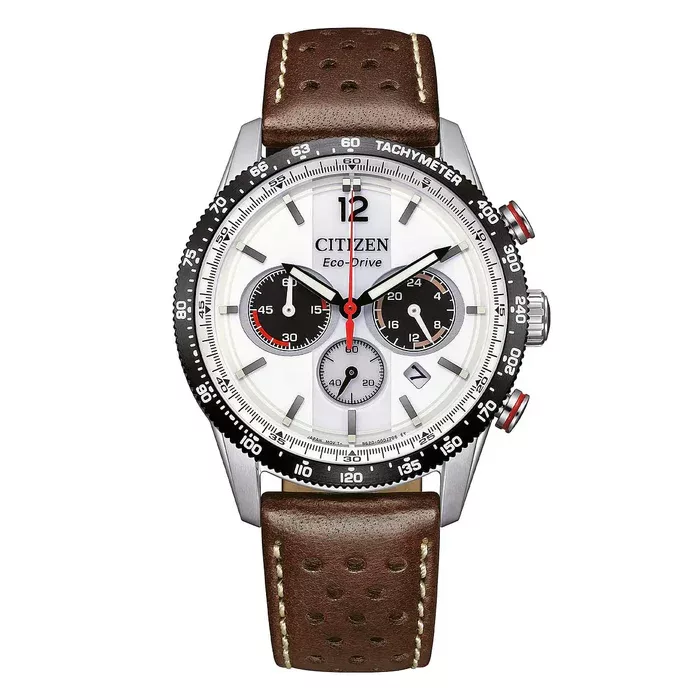 Citizen of collection vintage racing bianco cinturino marrone ca4714 04a