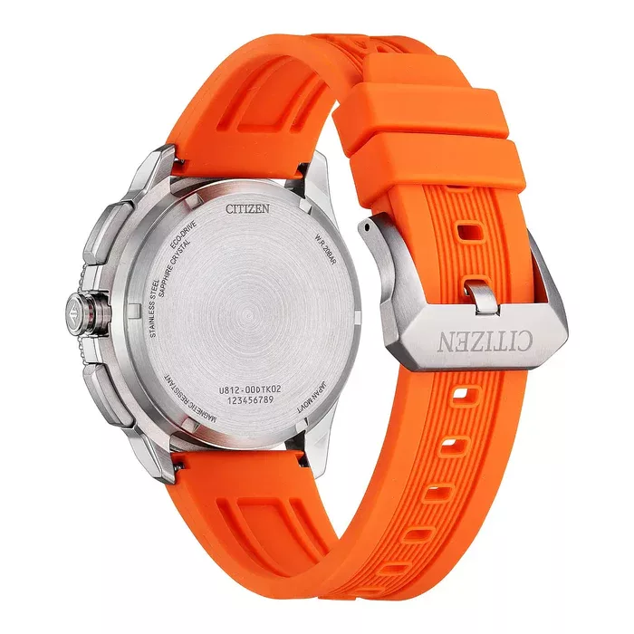 Citizen promaster wavetracker nero cinturino gomma arancio jv3000 13e lato 2 700x