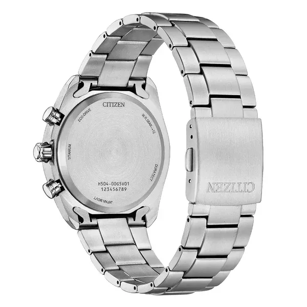Citizen supertitanio26 blu cinturino titanio grigio at2590 59l lato 2