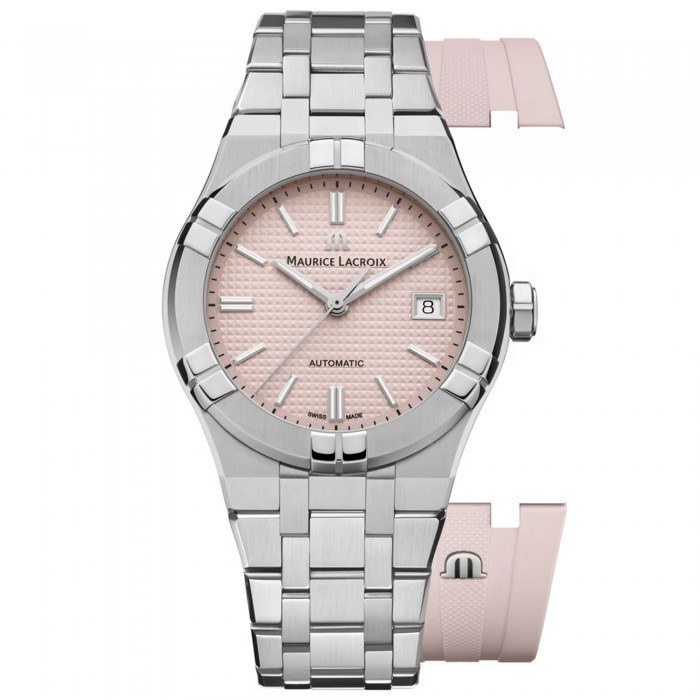 Maurice lacroix aikon automatic 39mm limited edition rosa ai6007 ss00f 530 e doppio cinturino