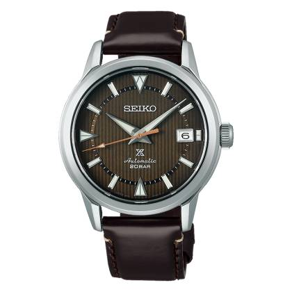 Montre homme prospex alpinist calibre 6r35 cadran marron bracelet cuir
