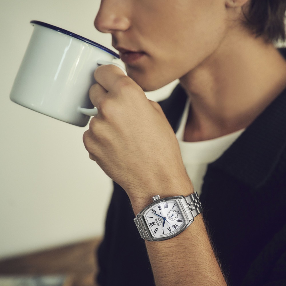 Orologio automatico presage classic series quadrante bianco smalto tonneau cassa 1