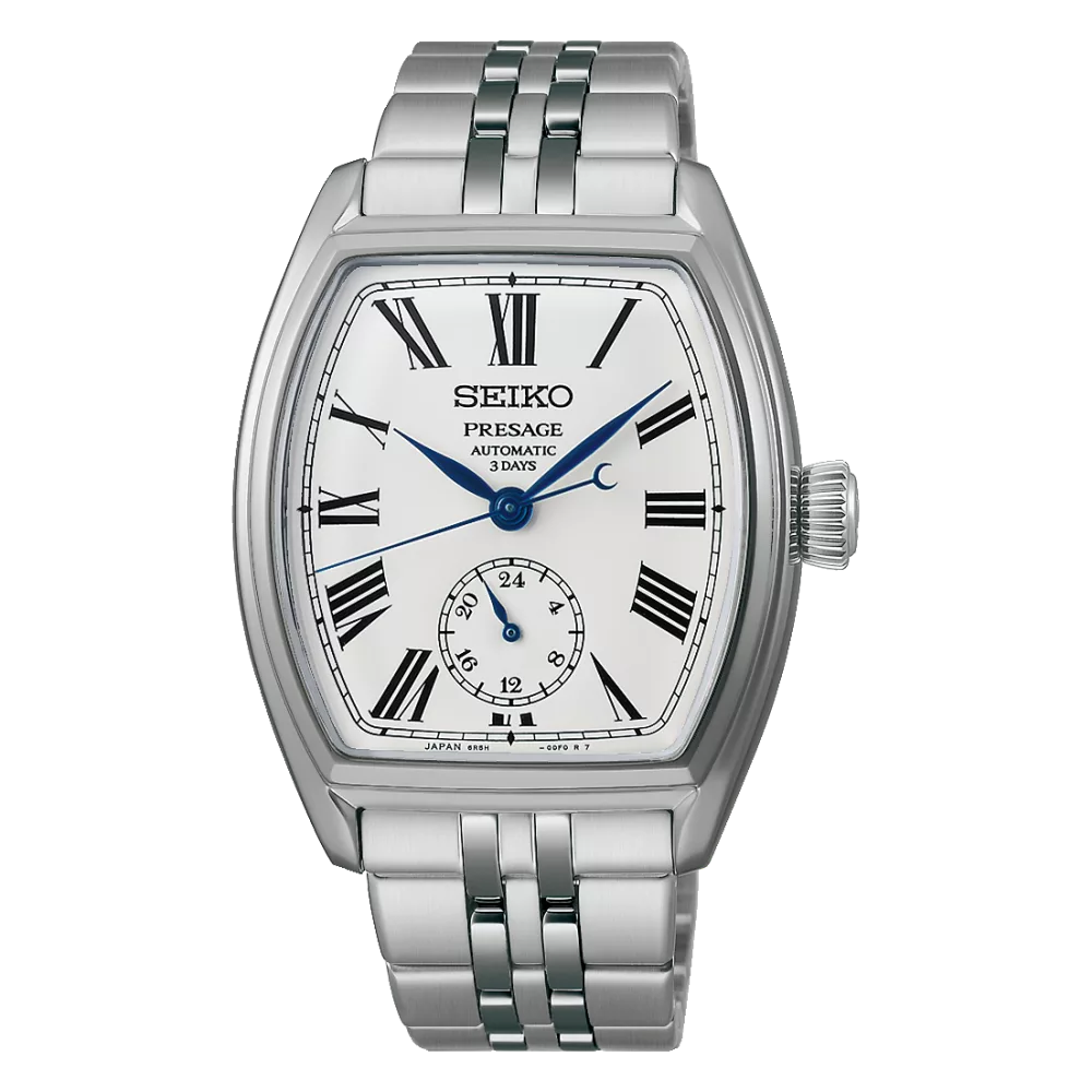Orologio automatico presage classic series quadrante bianco smalto tonneau cassa