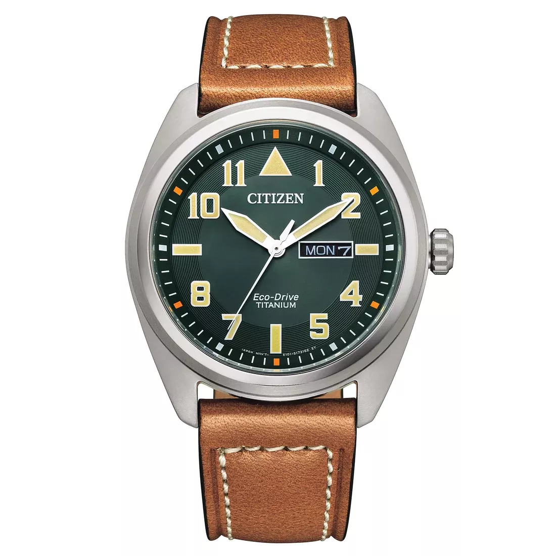 Orologio citizen BM8560 11 X verde aviator super titanium pelle