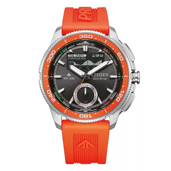 Orologio citizen promaster wavetracker nero cinturino gomma arancio jv3000 13e 700x