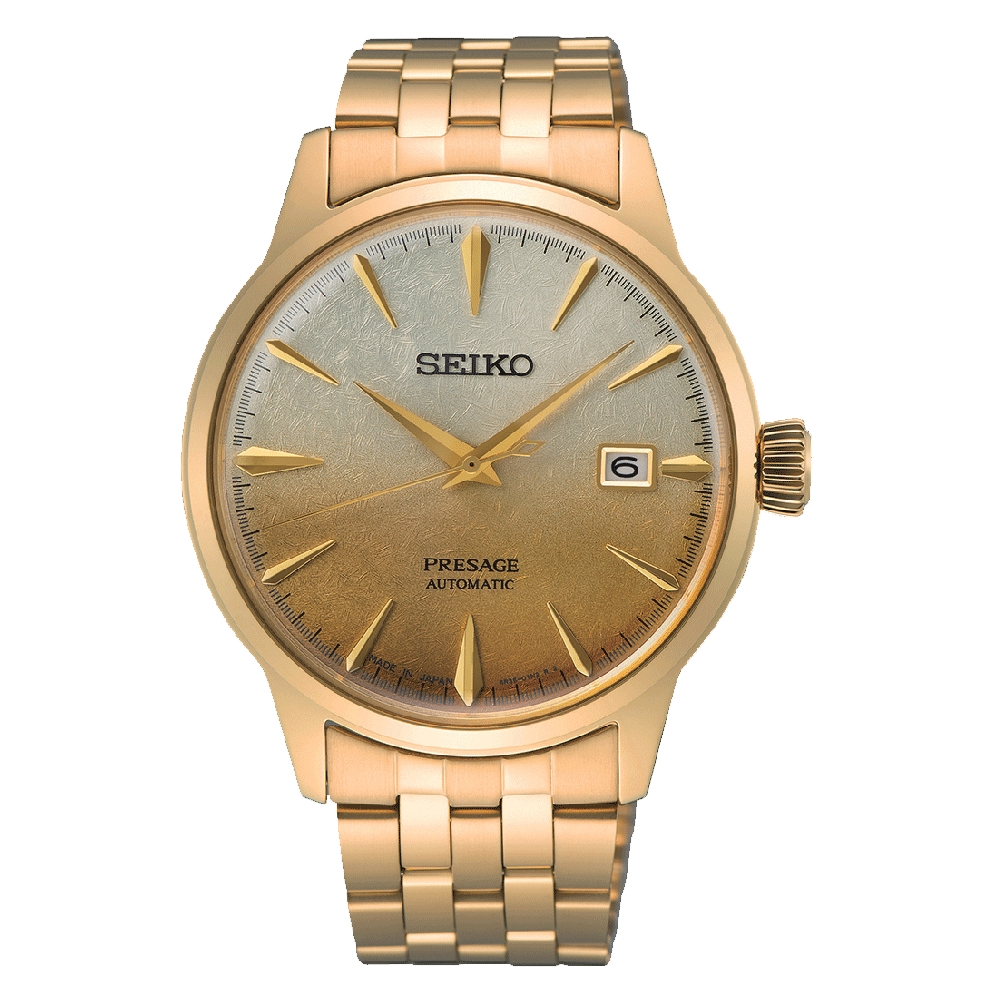 Orologio presage cocktail time colore oro giallo quadrante marrone degrade