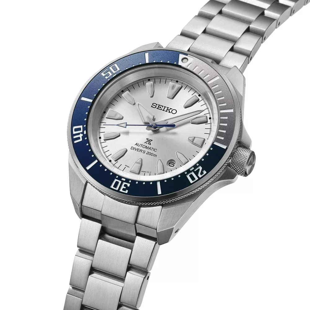 Orologio prospex automatico samurai quadrante argentato edizione limitata 145 seiko blue 1