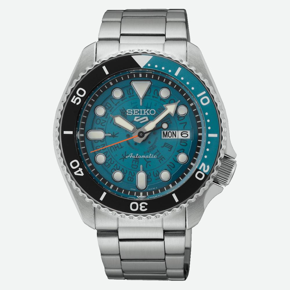 Orologio uomo automatico seiko five quadrante blu time sonar