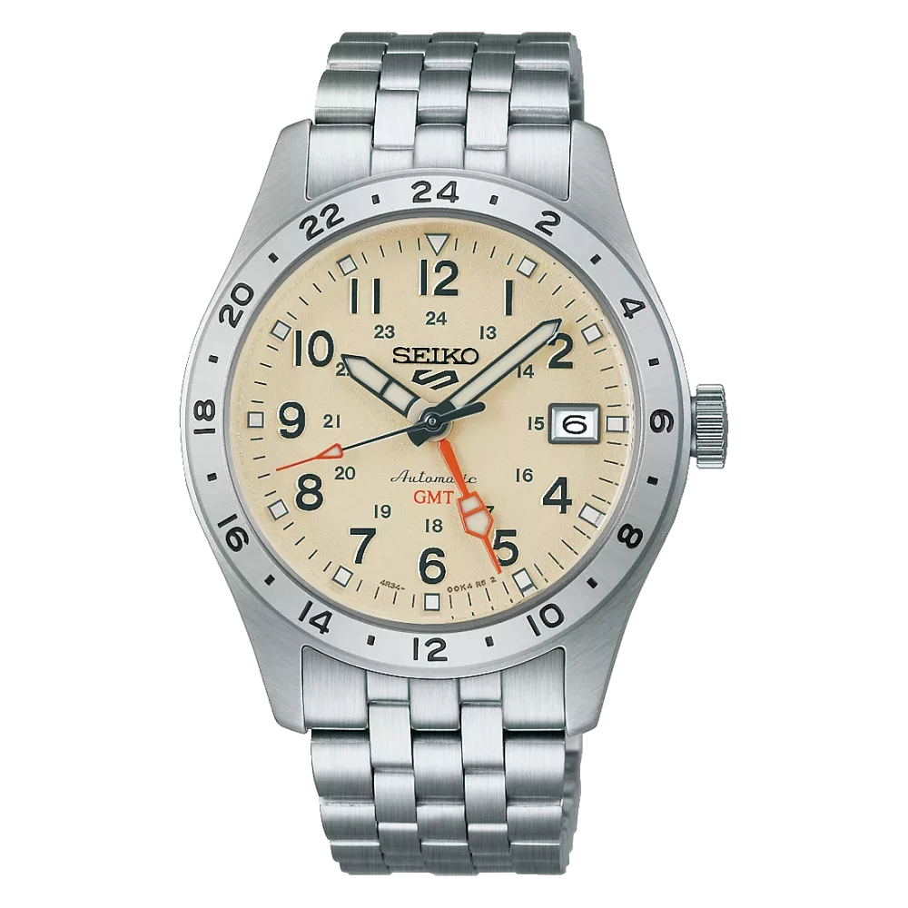 Seiko 5 sports automatico gmt uomo quadrante crema